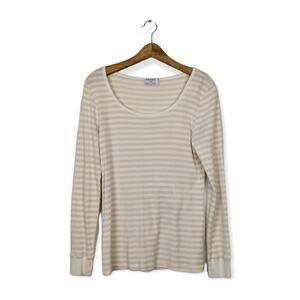 Frame Nude Stripe Boat Neck Long Sleeve Tee Size L